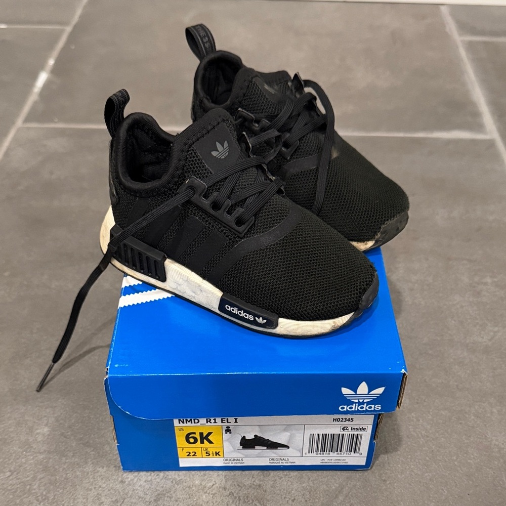 adidas Kids Black Mesh NMD R1 Casual Sneakers